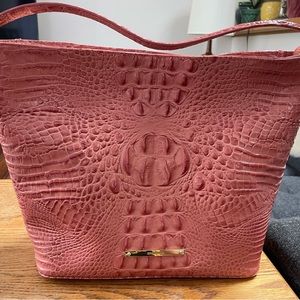 Brahmin Bag in Pink Punch embossed Crocodile leather